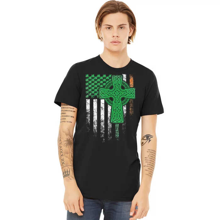 Irish American Flag Ireland Flag ST PATRICKS DAY Gift Cross Premium T-Shirt