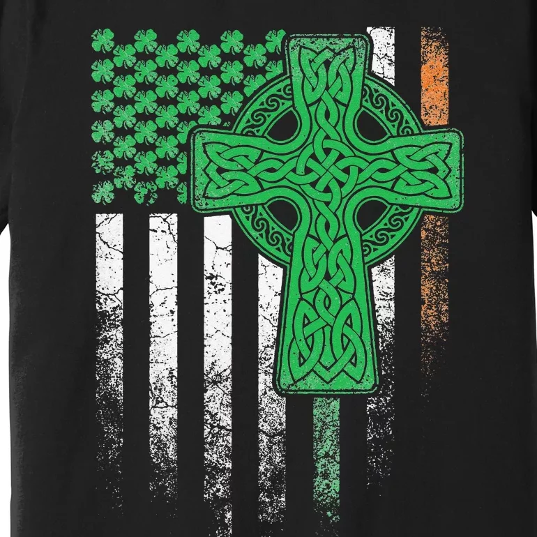 Irish American Flag Ireland Flag ST PATRICKS DAY Gift Cross Premium T-Shirt