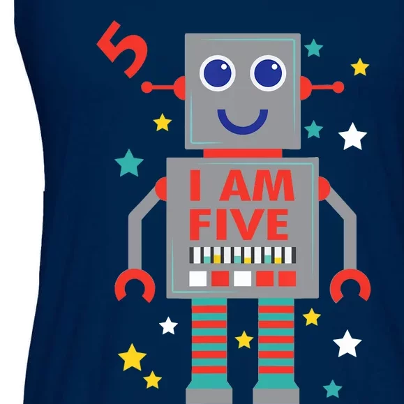 I Am Five Robot Funny Robotics 5 Year Old Birthday Party Ladies Essential Flowy Tank