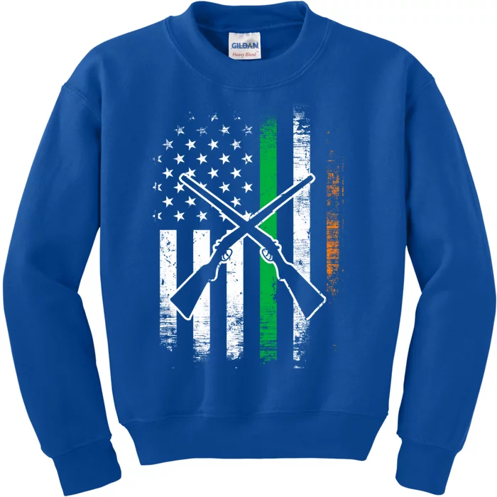 Irish American Flag Hunting St Patrick's Day Heritage Gift Kids Sweatshirt