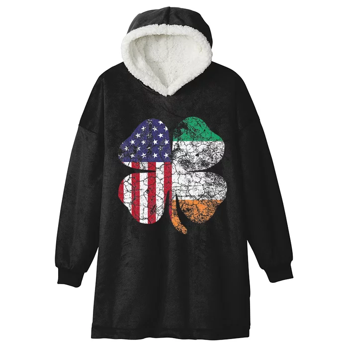 Irish American Flag Ireland Flag ST PATRICKS DAY Gift Lucky Hooded Wearable Blanket