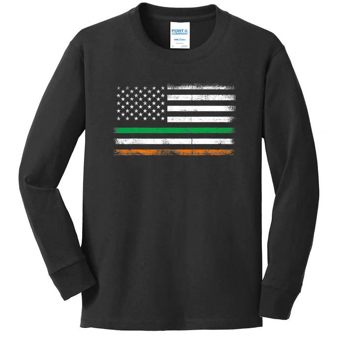 Irish American Flag Ireland Flag ST PATRICKS DAY Gift Kids Long Sleeve Shirt