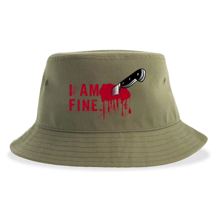 I Am Fine True Crime Nightmare Horror Movie Quote Gift Sustainable Bucket Hat