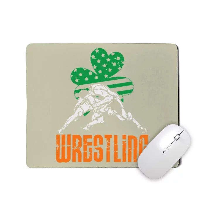 Irish American Flag Shamrock Wrestling St. Patricks Day Mousepad