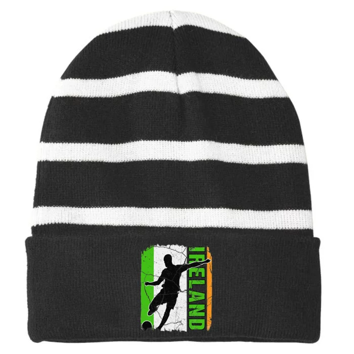 Irish American Flag Ireland Flag ST PATRICKS DAY Gift Cross Striped Beanie with Solid Band