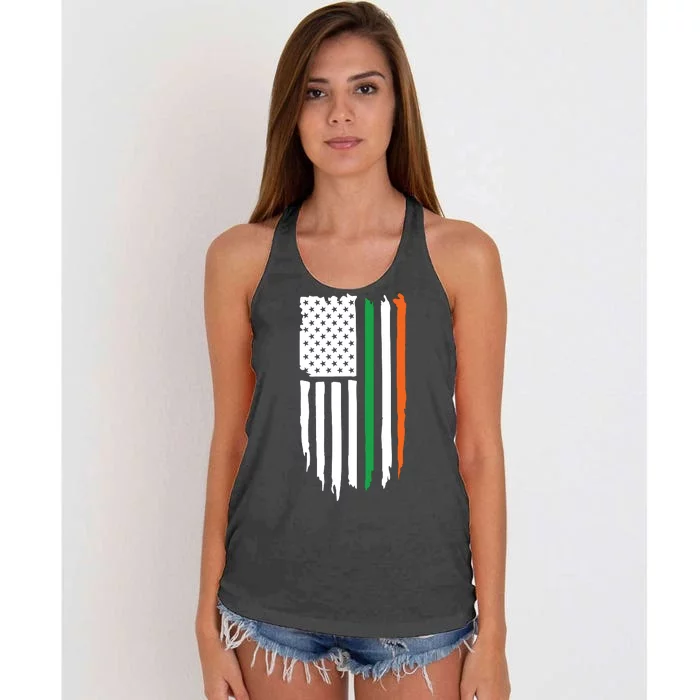 Irish American Flag Women's Knotted Racerback Tank