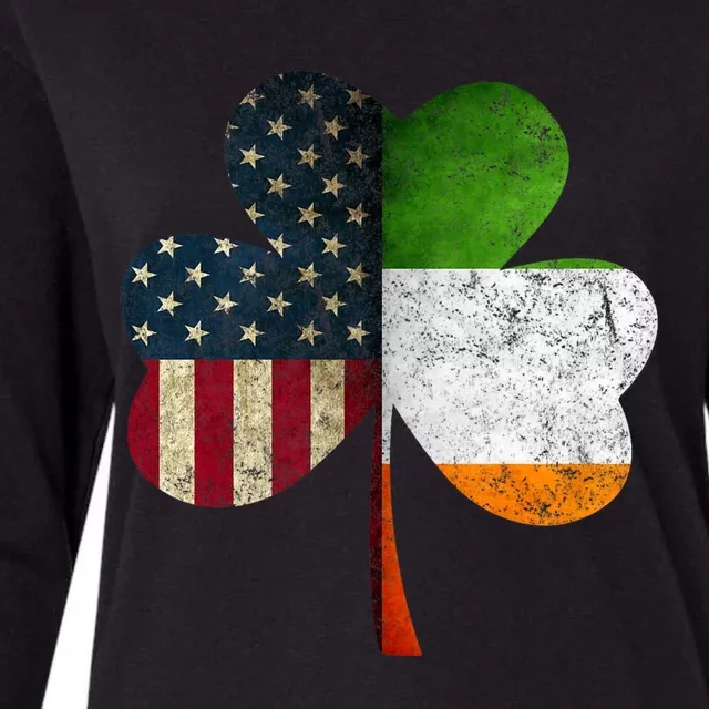 Irish American Flag Shamrock St. PatrickS Day Womens Cotton Relaxed Long Sleeve T-Shirt