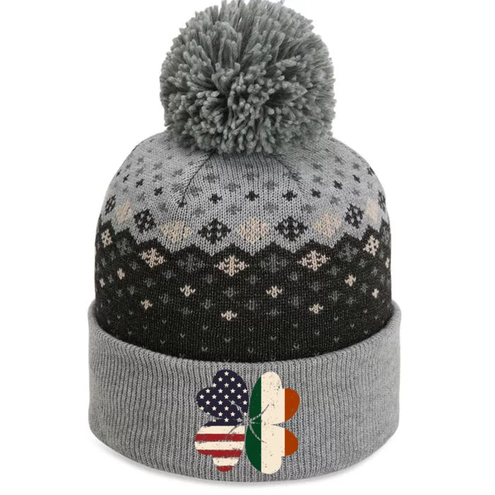 Irish American Flag Shamrock The Baniff Cuffed Pom Beanie