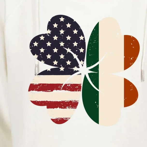 Irish American Flag Shamrock Womens Funnel Neck Pullover Hood