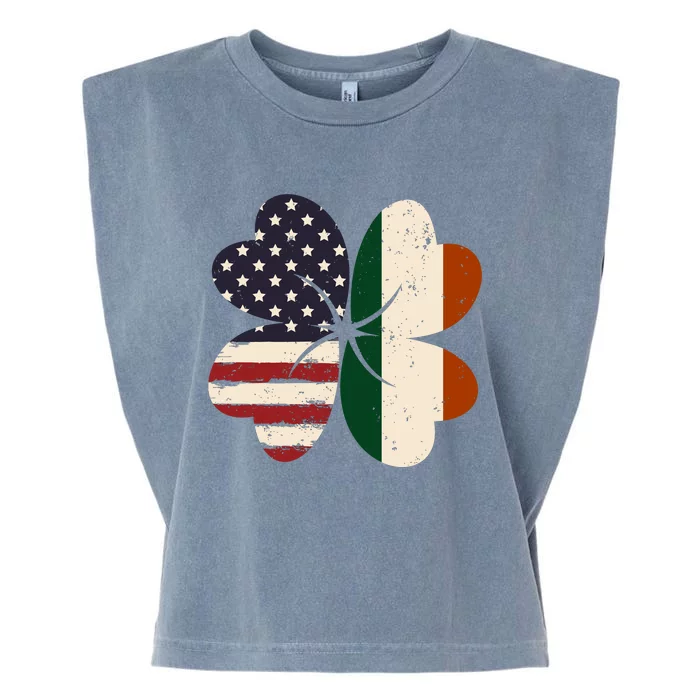 Irish American Flag Shamrock Garment-Dyed Women's Muscle Tee