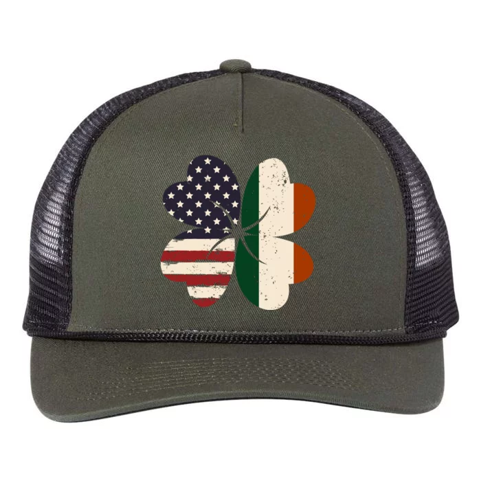 Irish American Flag Shamrock Retro Rope Trucker Hat Cap