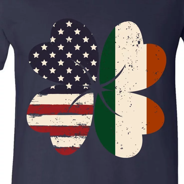 Irish American Flag Shamrock V-Neck T-Shirt