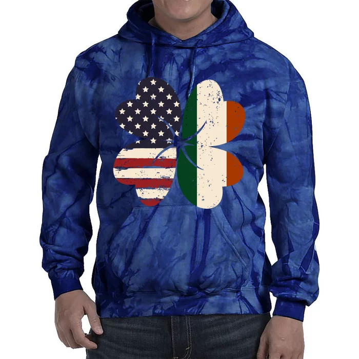 Irish American Flag Shamrock Tie Dye Hoodie