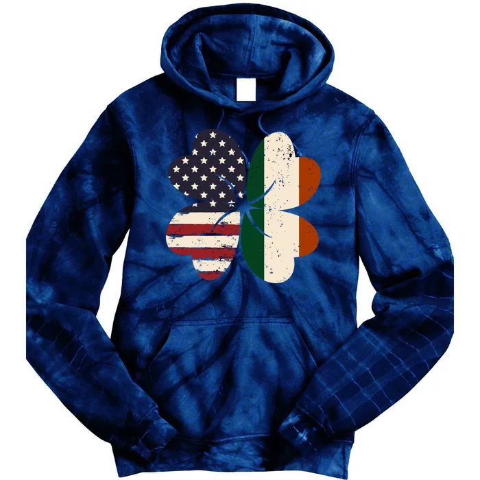 Irish American Flag Shamrock Tie Dye Hoodie