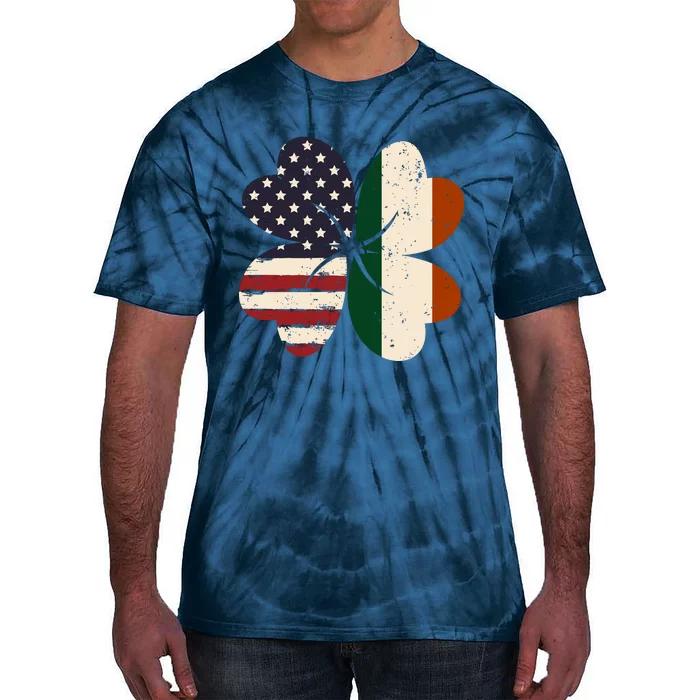 Irish American Flag Shamrock Tie-Dye T-Shirt