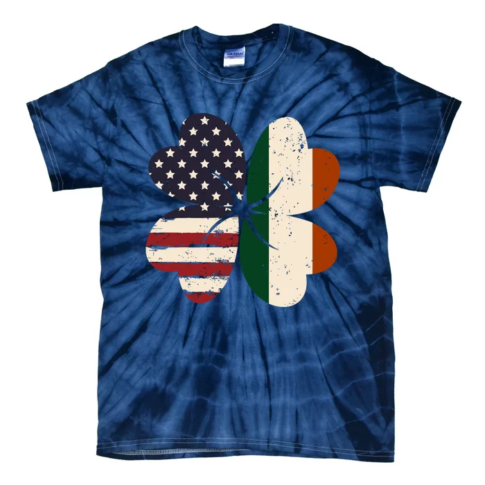 Irish American Flag Shamrock Tie-Dye T-Shirt