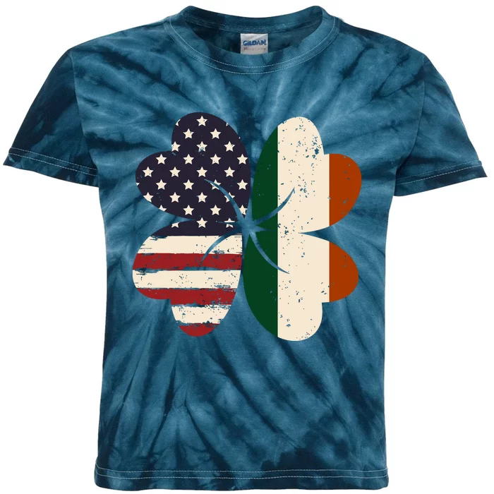 Irish American Flag Shamrock Kids Tie-Dye T-Shirt