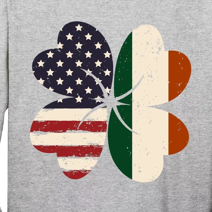 Irish American Flag Shamrock Long Sleeve Shirt