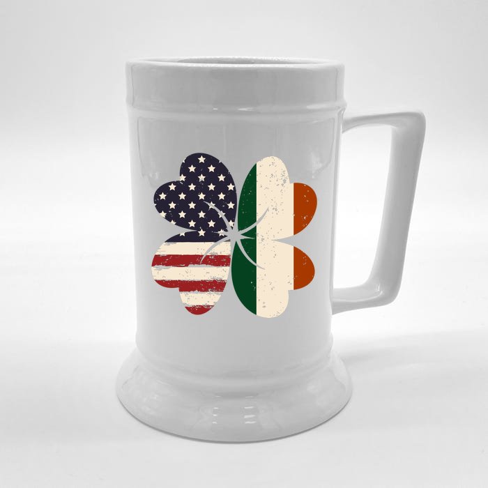 Irish American Flag Shamrock Front & Back Beer Stein