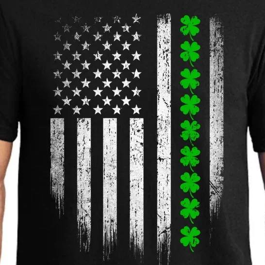 Irish American Flag Usa Retro St Patrick's Day Shamrock Gift Pajama Set