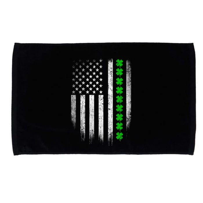 Irish American Flag Usa Retro St Patrick's Day Shamrock Gift Microfiber Hand Towel