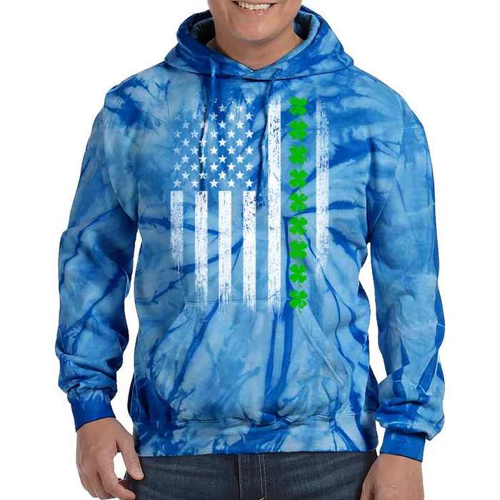 Irish American Flag Usa Retro St Patrick's Day Shamrock Gift Tie Dye Hoodie