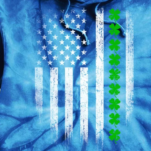 Irish American Flag Usa Retro St Patrick's Day Shamrock Gift Tie Dye Hoodie