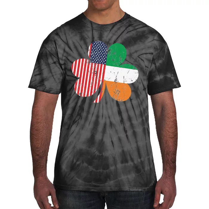 Irish American Flag Shamrock Saint Patrick's Day Tie-Dye T-Shirt