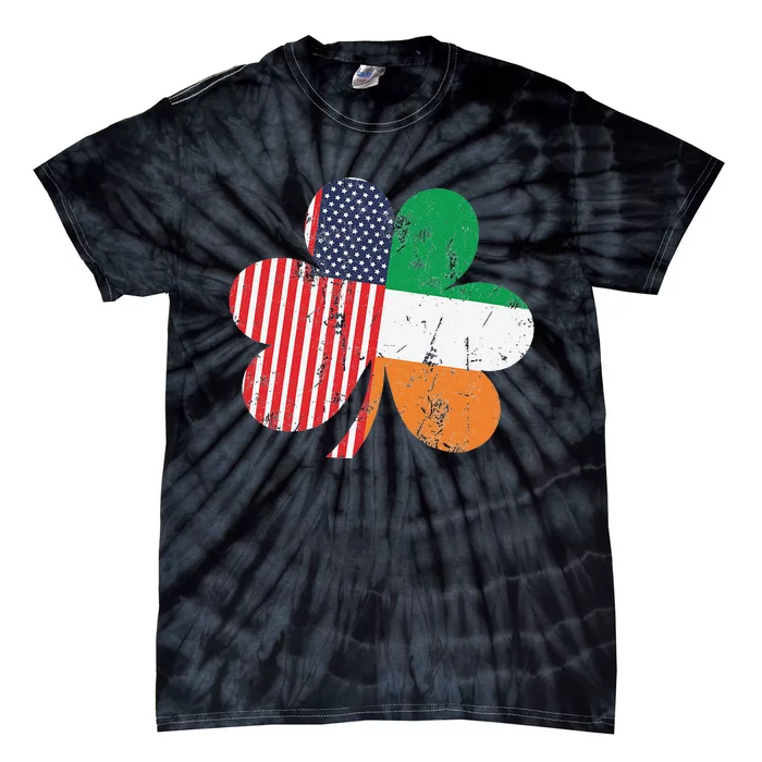 Irish American Flag Shamrock Saint Patrick's Day Tie-Dye T-Shirt