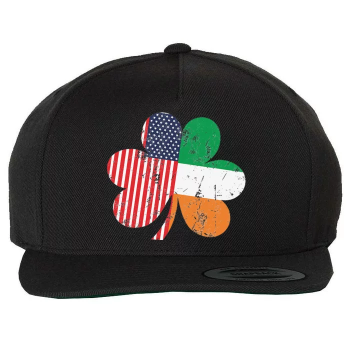 Irish American Flag Shamrock Saint Patrick's Day Wool Snapback Cap