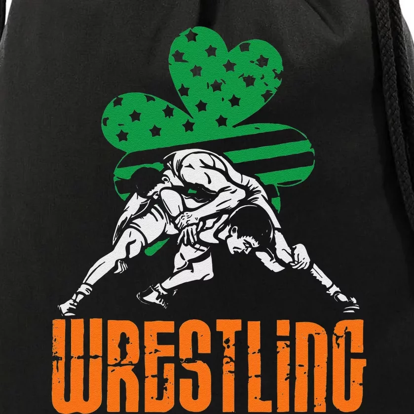 Irish American Flag Shamrock Wrestling St. Patricks Day Drawstring Bag