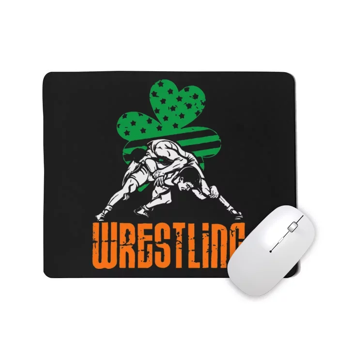 Irish American Flag Shamrock Wrestling St. Patricks Day Mousepad