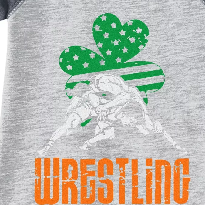 Irish American Flag Shamrock Wrestling St. Patricks Day Infant Baby Jersey Bodysuit