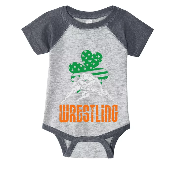 Irish American Flag Shamrock Wrestling St. Patricks Day Infant Baby Jersey Bodysuit