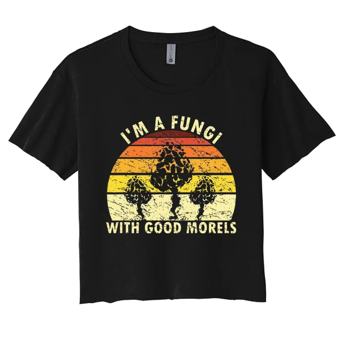 I'm A Fungi Funny Mushroom Foraging Retro FungiHunter Women's Crop Top Tee