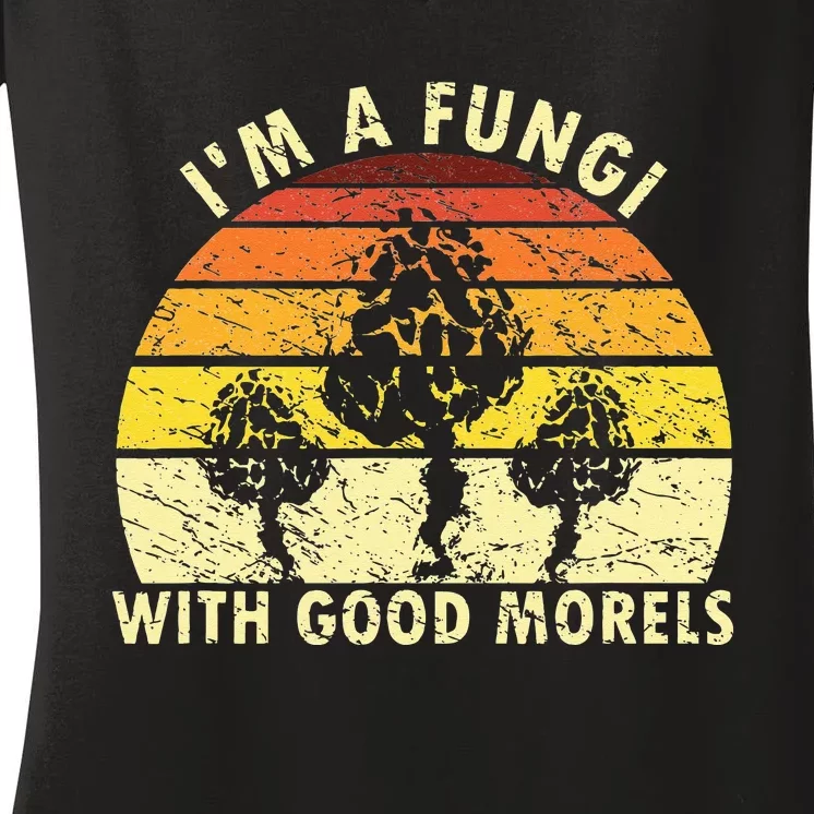 I'm A Fungi Funny Mushroom Foraging Retro FungiHunter Women's V-Neck T-Shirt