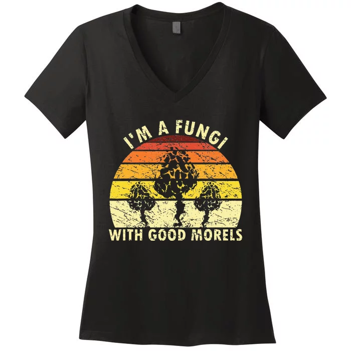 I'm A Fungi Funny Mushroom Foraging Retro FungiHunter Women's V-Neck T-Shirt