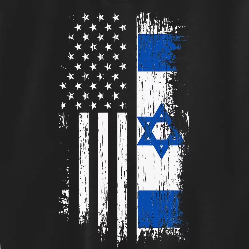 Israeli American Flag Pride Israel USA Patriotic Pride Kids Sweatshirt