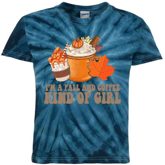 Im A Fall And Coffee Kind Of Girl Cute Kids Tie-Dye T-Shirt