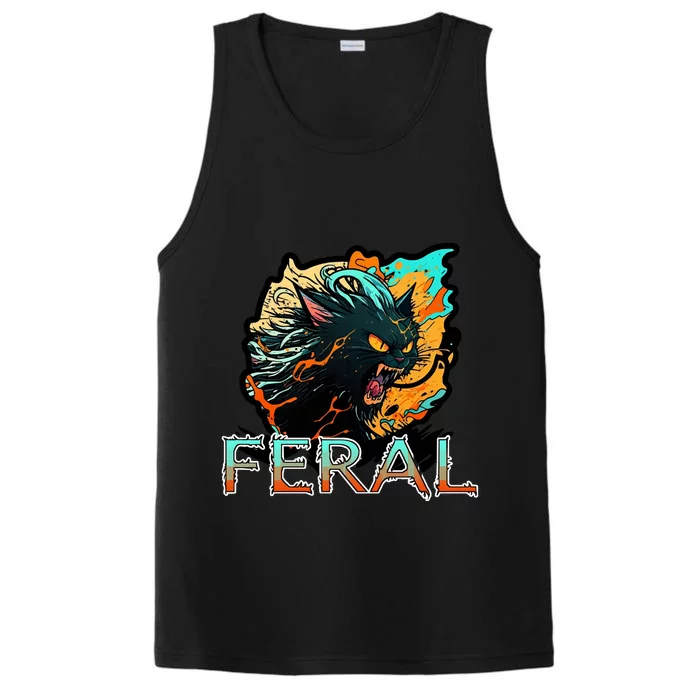 I Am Feral Cat Orange And Yellow Performance Tank