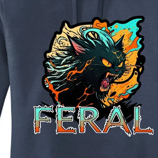 I Am Feral Cat Orange And Yellow Women's Pullover Hoodie