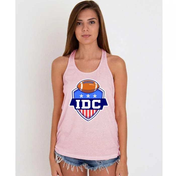 Idc American Football I Don't Care Football Lover Gift Women's Knotted Racerback Tank