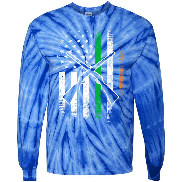 Irish American Flag Hunting St Patrick's Day Heritage Cool Gift Tie-Dye Long Sleeve Shirt