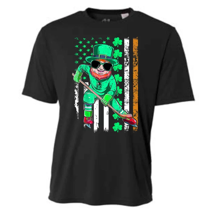 Irish American Flag Hockey St Patrick's Day Gift Cooling Performance Crew T-Shirt