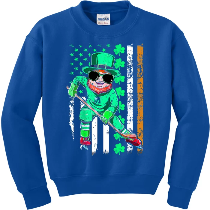 Irish American Flag Hockey St Patrick's Day Gift Kids Sweatshirt