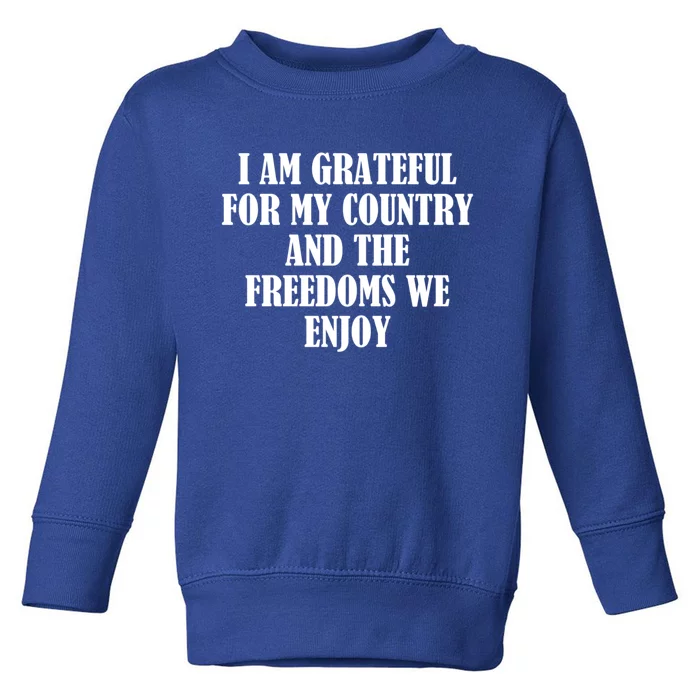 I Am Grateful For My Country And The Freedoms We Enjoy Gift Toddler Sweatshirt