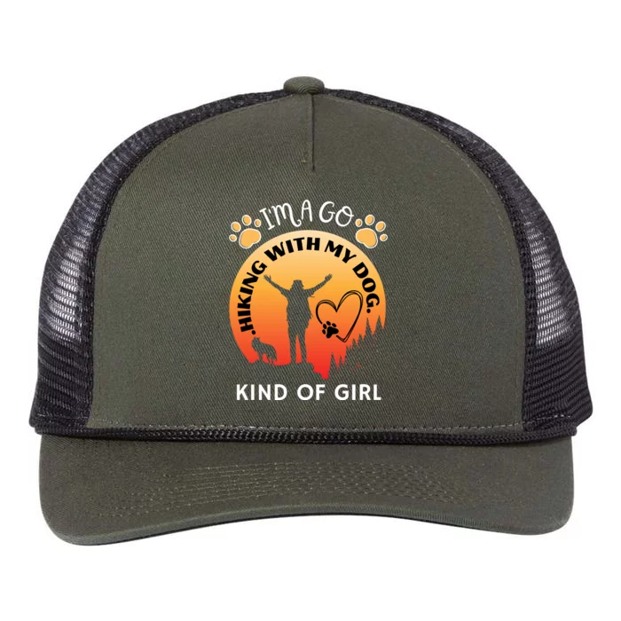 IM A Go Hiking With My Dog Kind Of Girl Hiker Trekking Retro Rope Trucker Hat Cap