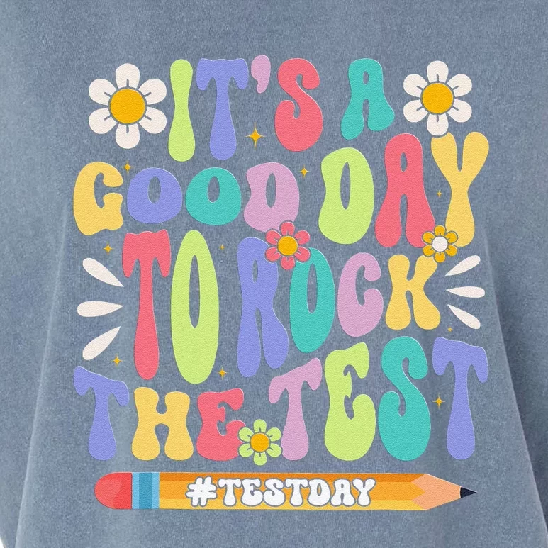 ItS A Good Day To Rock The Test Groovy Testing Motivation Garment-Dyed Women's Muscle Tee