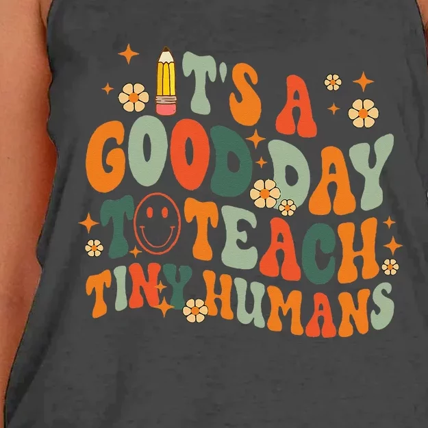 It's A Good Day To Teach Tiny Humans Back to School Teacher Women's Knotted Racerback Tank