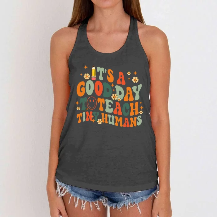 It's A Good Day To Teach Tiny Humans Back to School Teacher Women's Knotted Racerback Tank